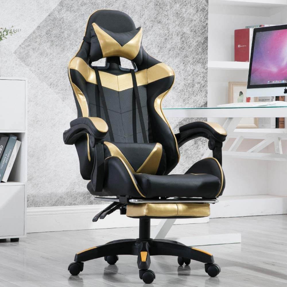 Gaming Chair, Computer Chair with Footrest and Lumbar Support - Image 2
