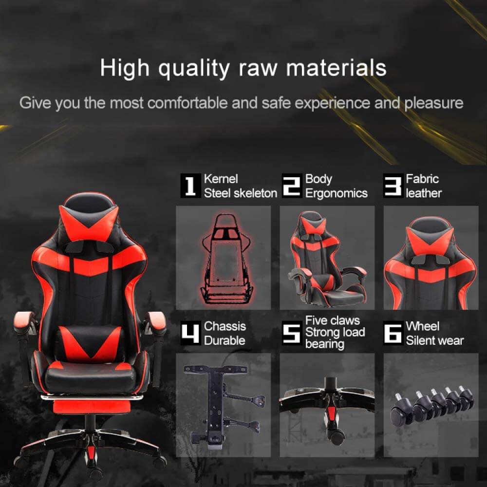 Gaming Chair, Computer Chair with Footrest and Lumbar Support - Image 4