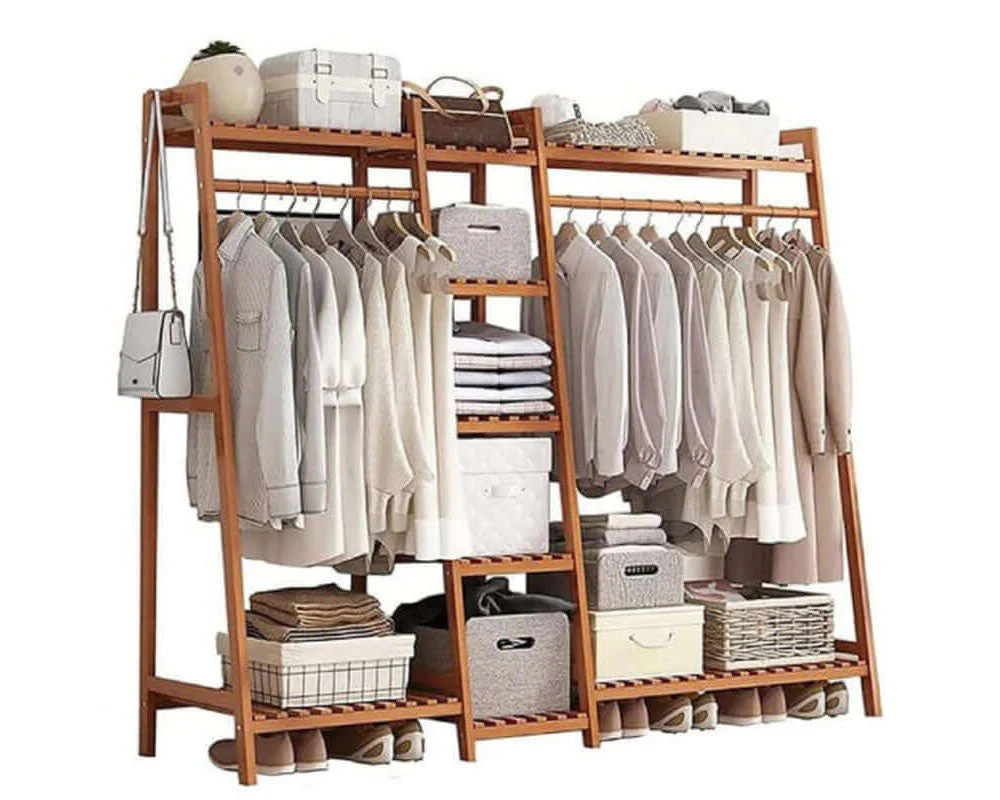 Bamboo Wardrobe Clothes Rack Organizer - Image 10