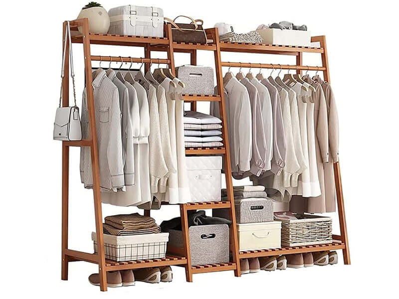 Bamboo Wardrobe Clothes Rack Organizer - Image 3