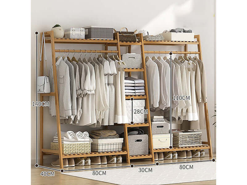 Bamboo Wardrobe Clothes Rack Organizer - Image 8