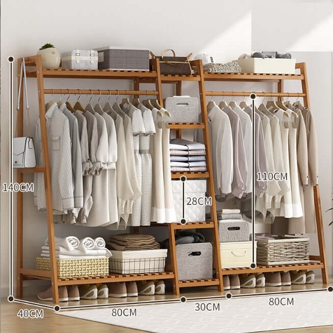 Bamboo Wardrobe Clothes Rack Organizer - Image 9