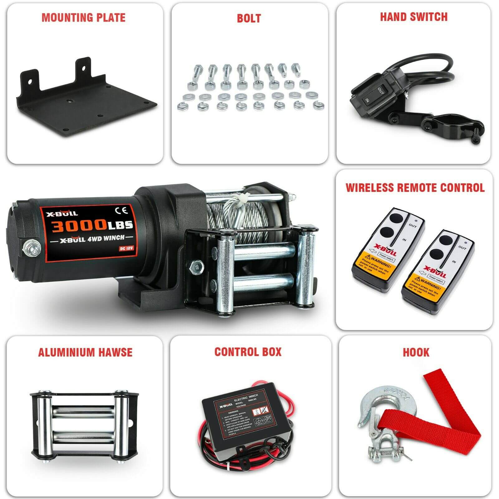X-BULL Electric Winch 12V 3000lbs - Image 7