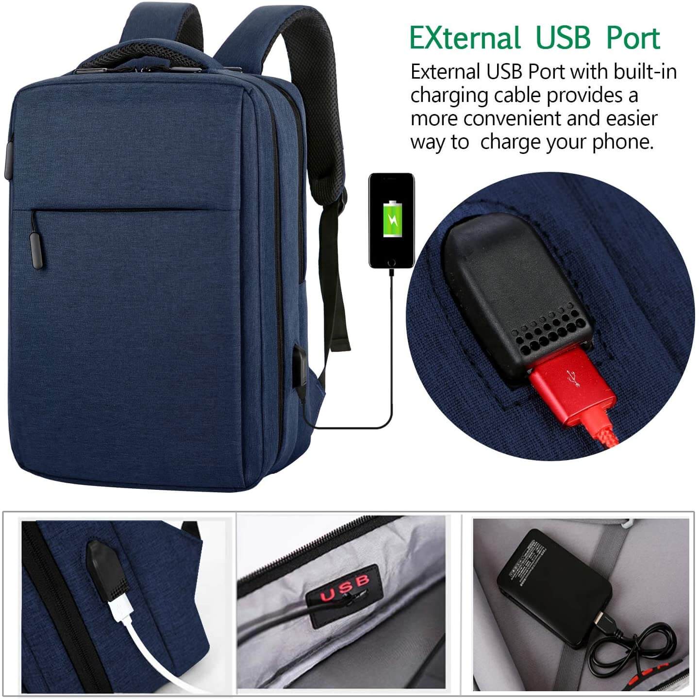 Laptop Backpack Blue 28cm - Image 5