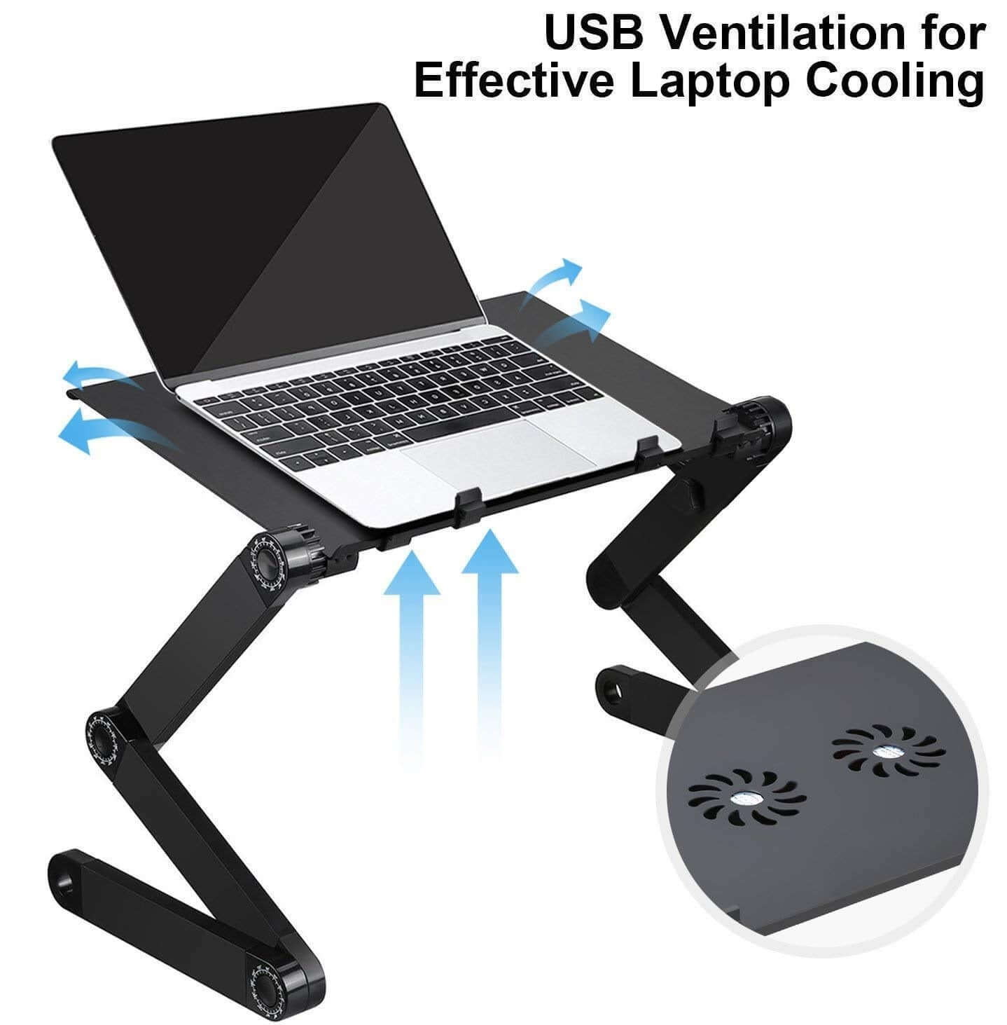 Adjustable Laptop Table Stand with Cooling Fan - Image 2