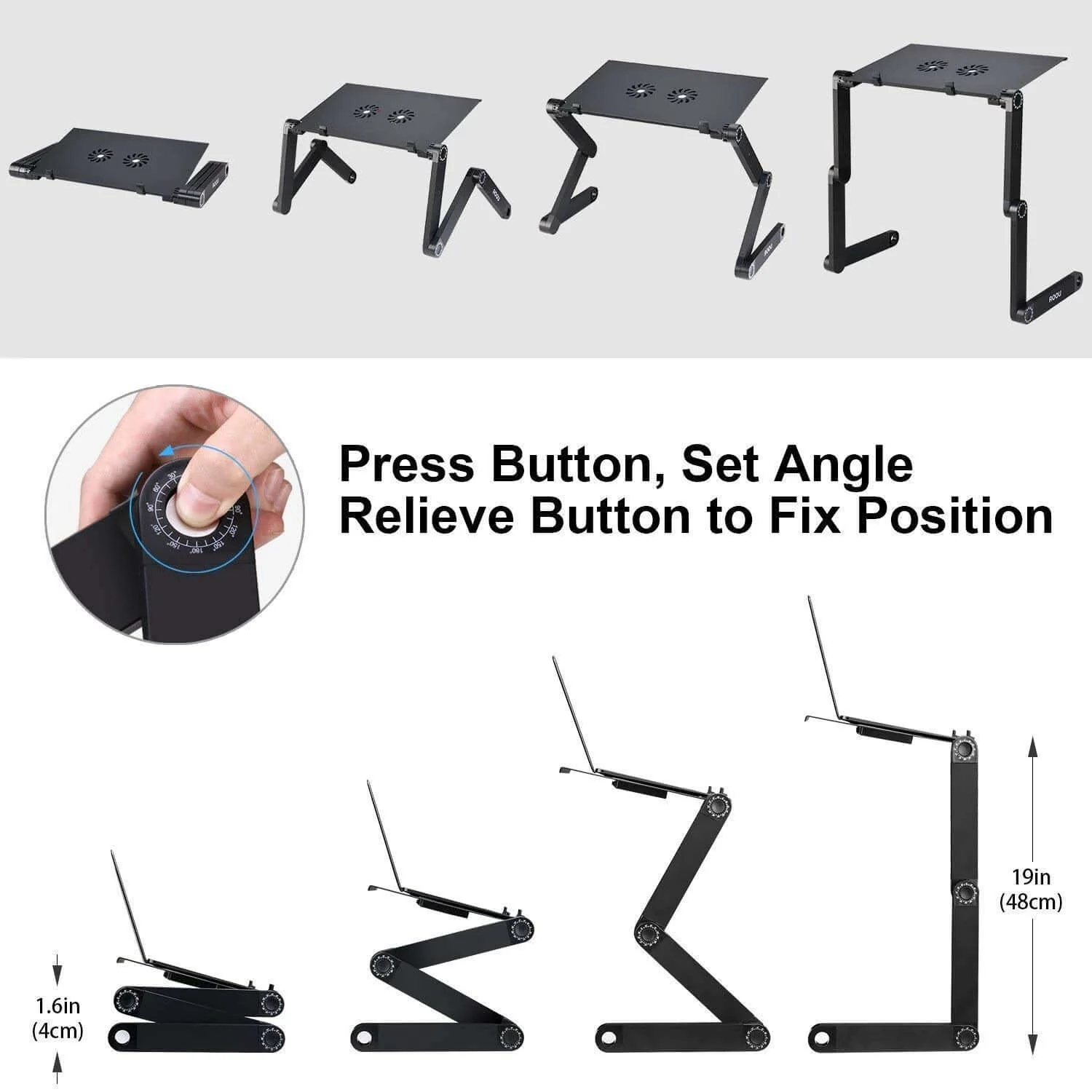 Adjustable Laptop Table Stand with Cooling Fan - Image 4