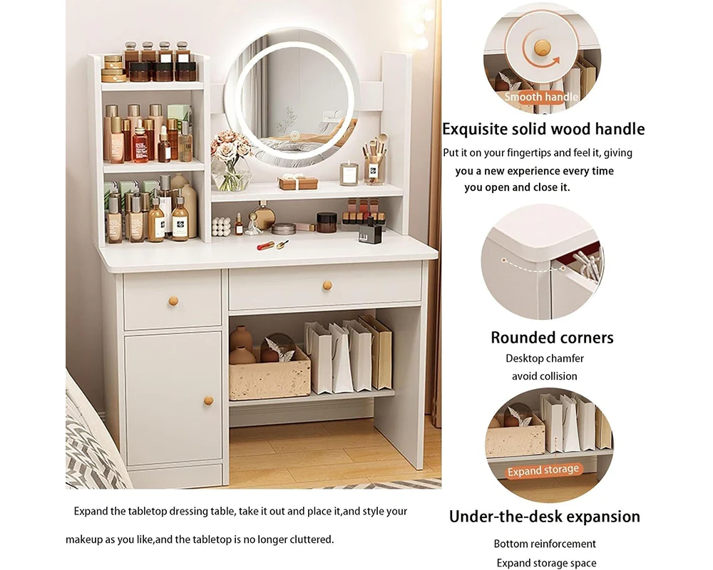 Dressing Table with Mirror and Stool - Image 4