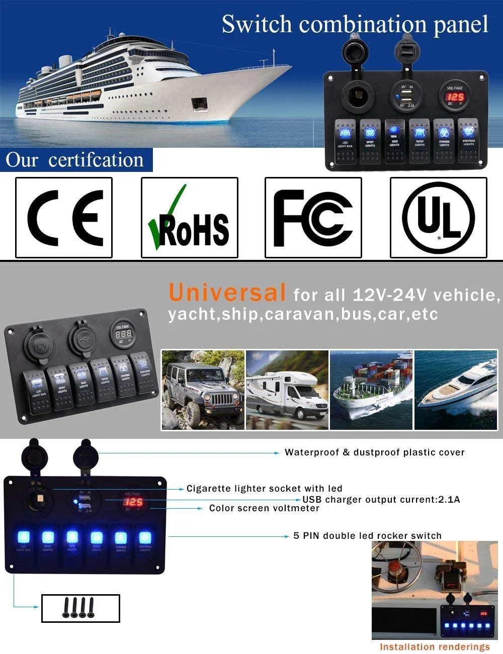 6 Gang Rocker Switch Panel - Image 10