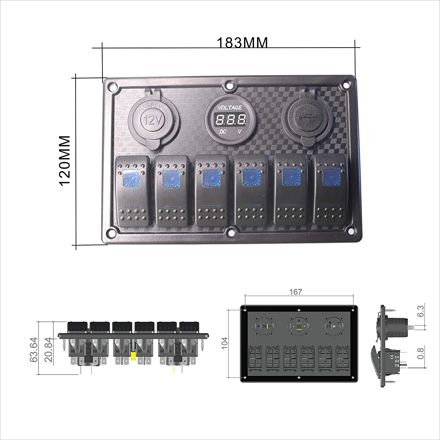 6 Gang Rocker Switch Panel - Image 4