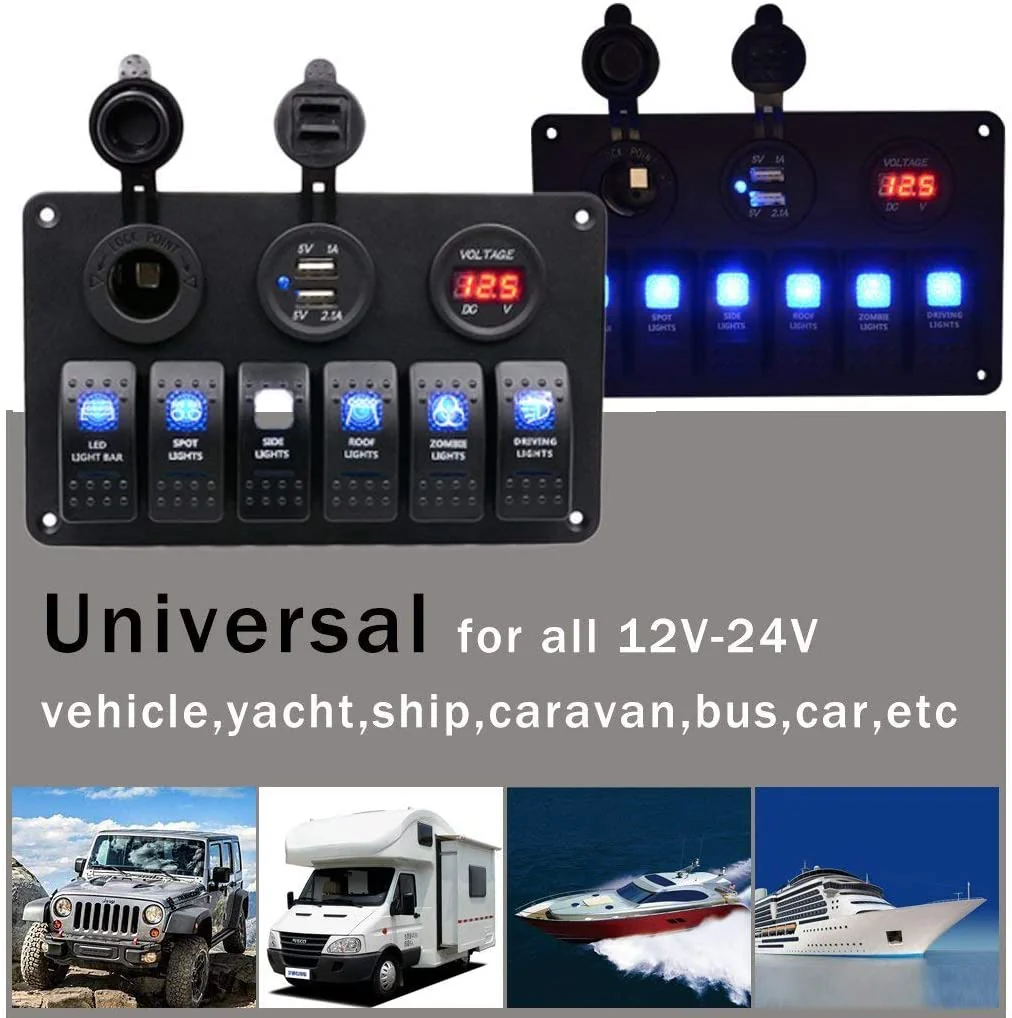 6 Gang Rocker Switch Panel - Image 9