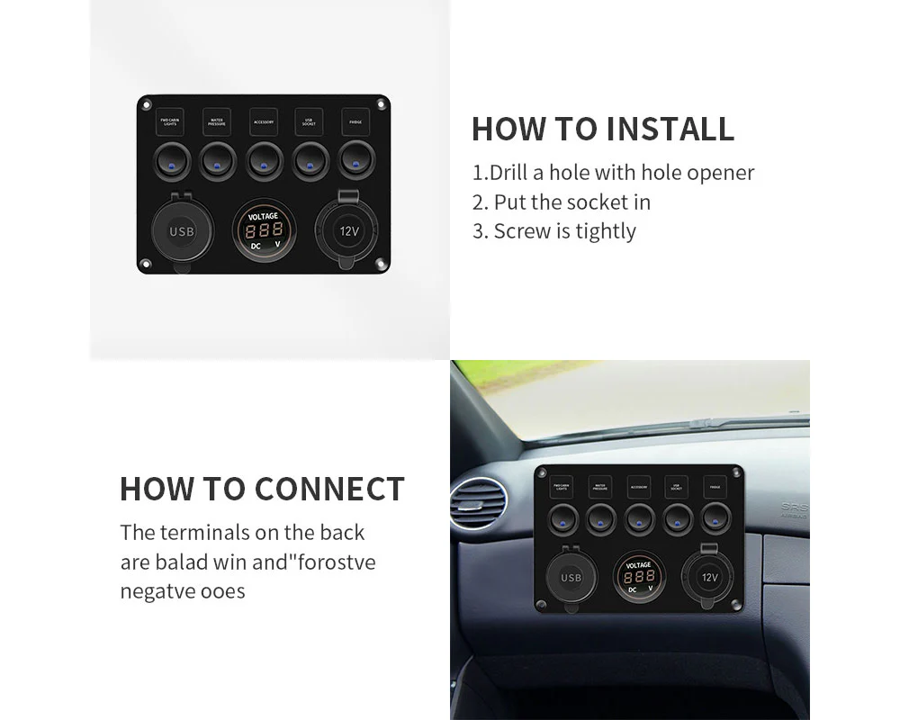 5 Gang Rocker Switch Panel - Image 7
