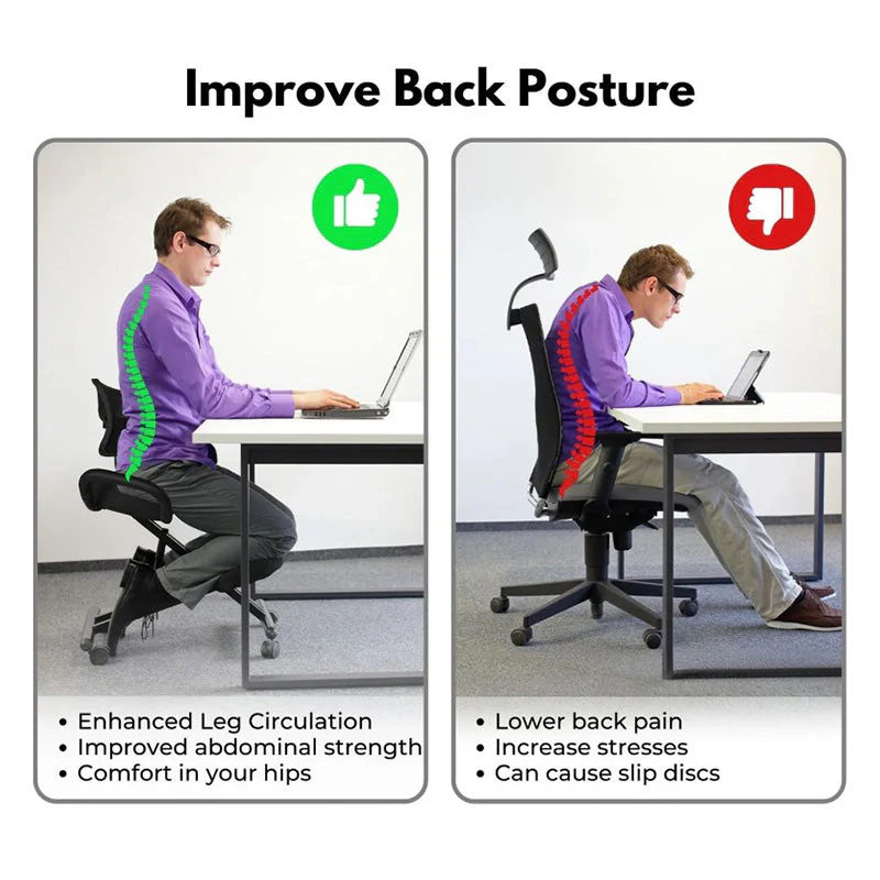 Ergonomic Kneeling Posture Chair With Backrest Adjustable Height And Casters - Image 8