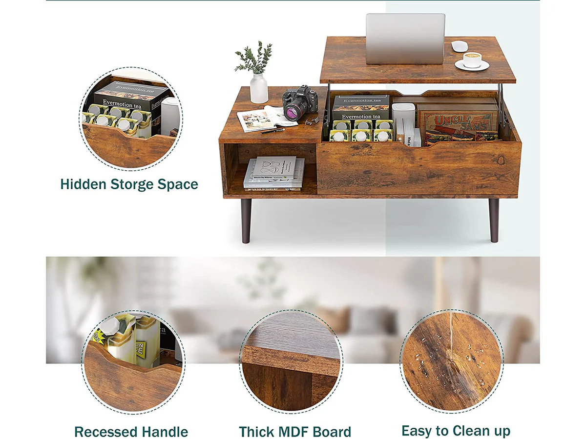 Coffee Table with Lift Top and Hidden Storage - Image 11