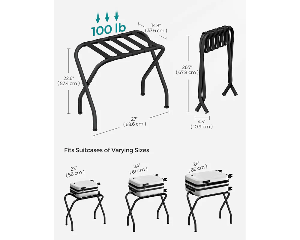 Luggage Racks Set of 2 - Black - Image 5