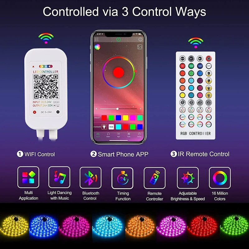 Bluetooth LED Strip Lights 15M Colour Changing - Image 6