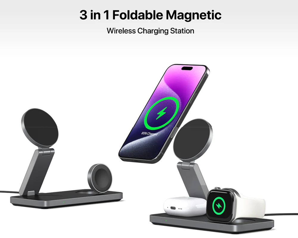 Wireless Charger Dock Charging Station Black - Image 3