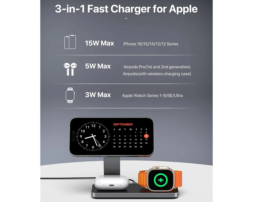 Wireless Charger Dock Charging Station Black - Image 4