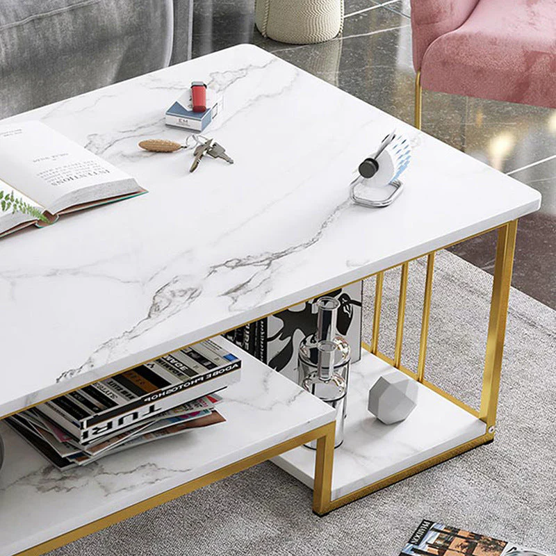 Marble Texture Modern Rectangle Coffee Table - Image 7