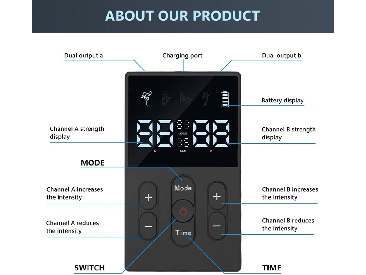 Portable Tens Machine EMS Muscle Stimulator - Image 3