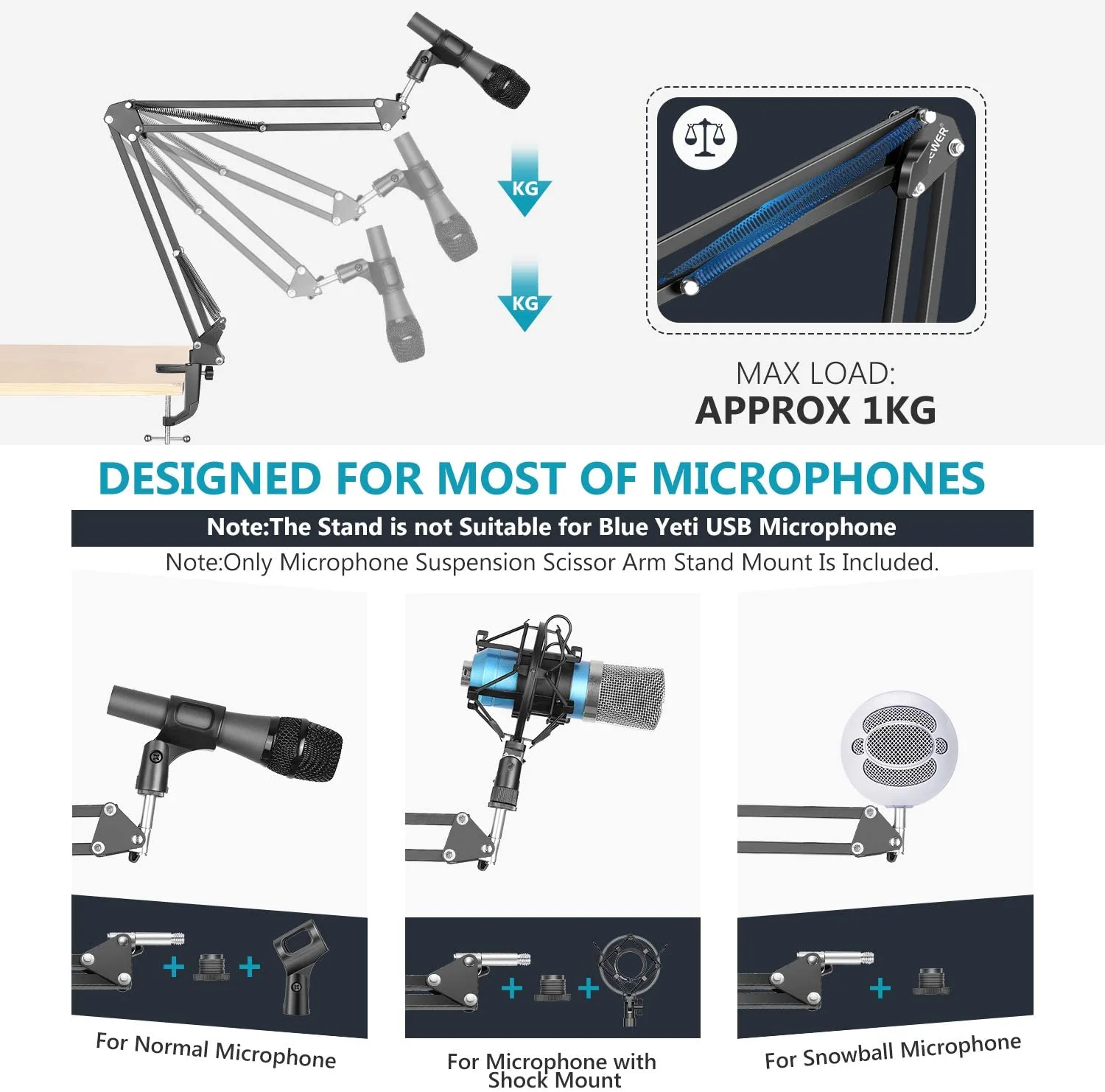 Microphone Boom Arm Adjustable Microphone Suspension Boom Scissor Arm Stand - Image 4
