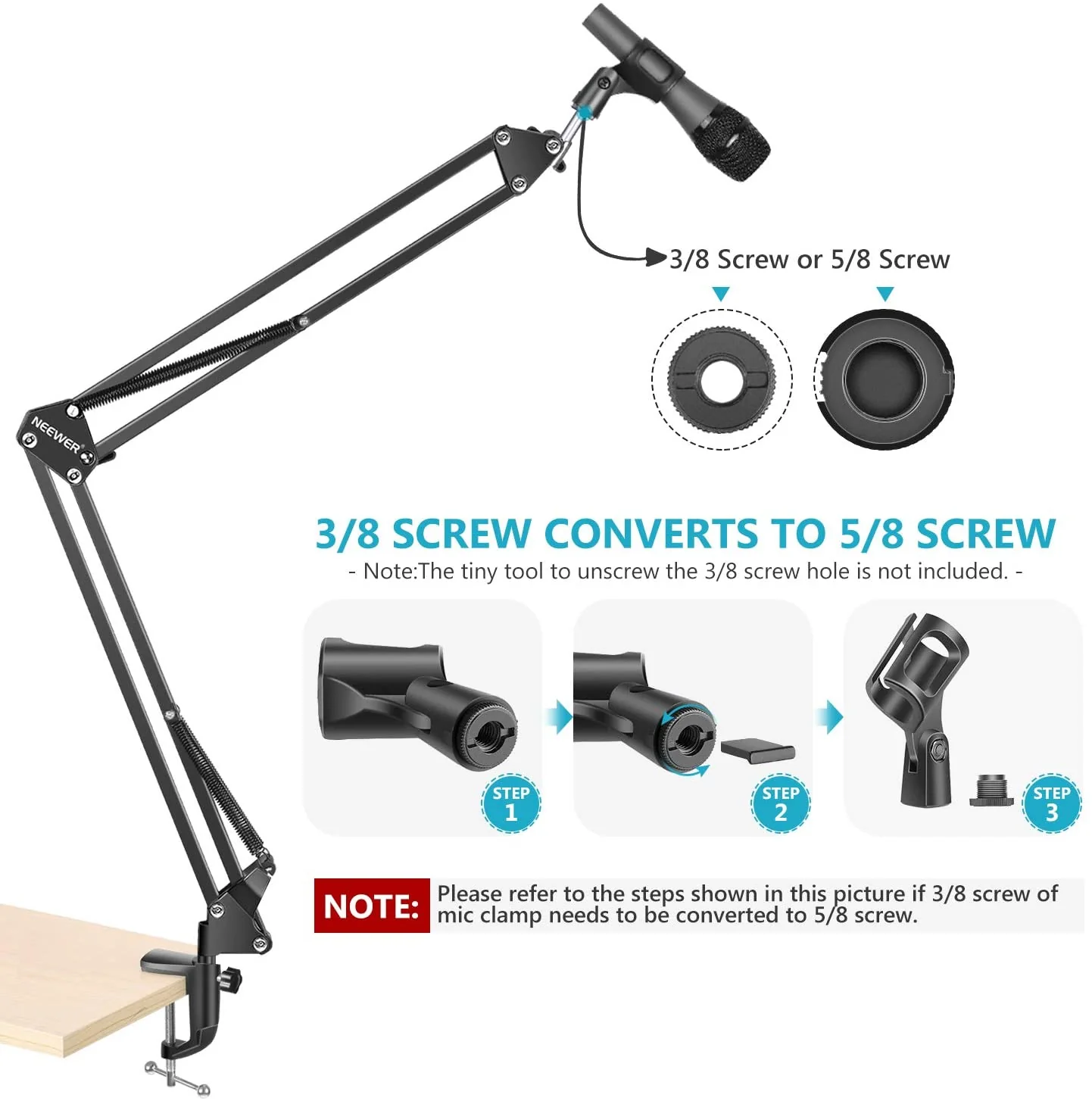 Microphone Boom Arm Adjustable Microphone Suspension Boom Scissor Arm Stand - Image 5