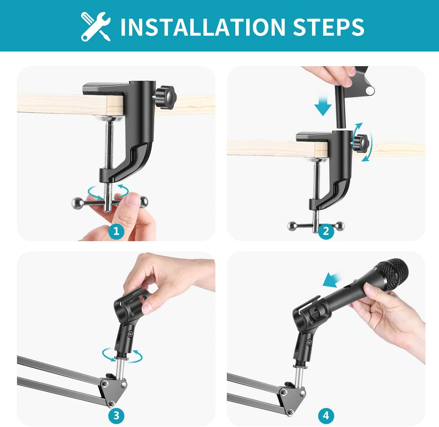 Microphone Boom Arm Adjustable Microphone Suspension Boom Scissor Arm Stand - Image 7