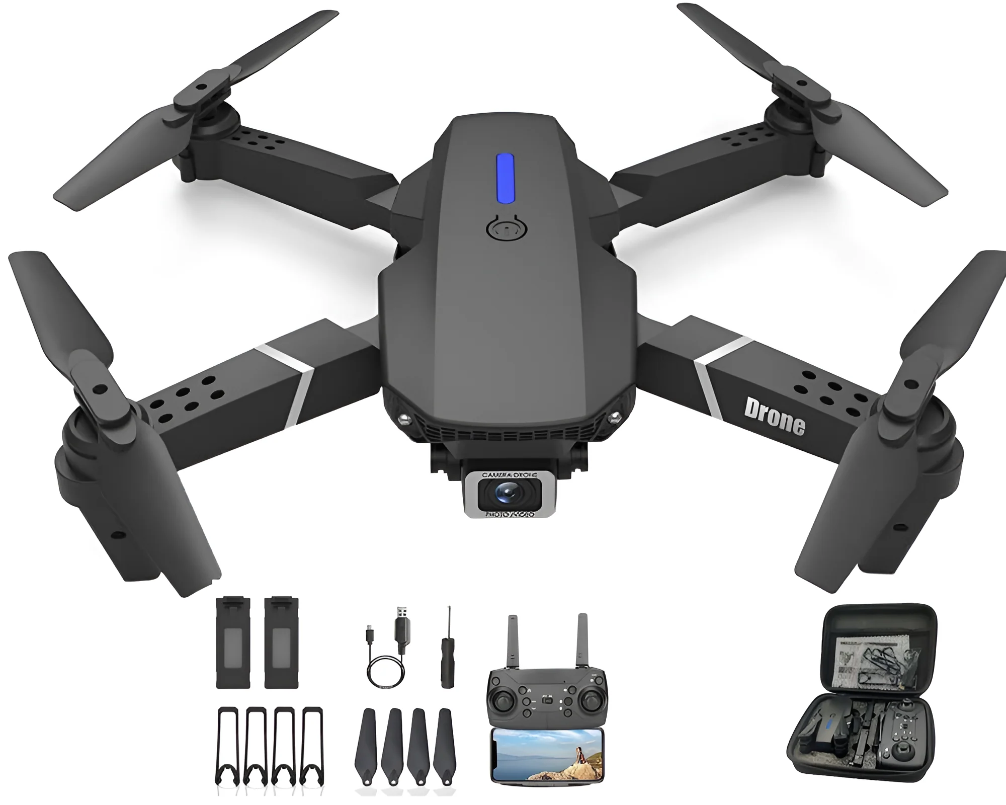 Drone with Camera - 4K HD Foldable Mini Quadcopter WiFi FPV RC Helicopter Black - Image 2