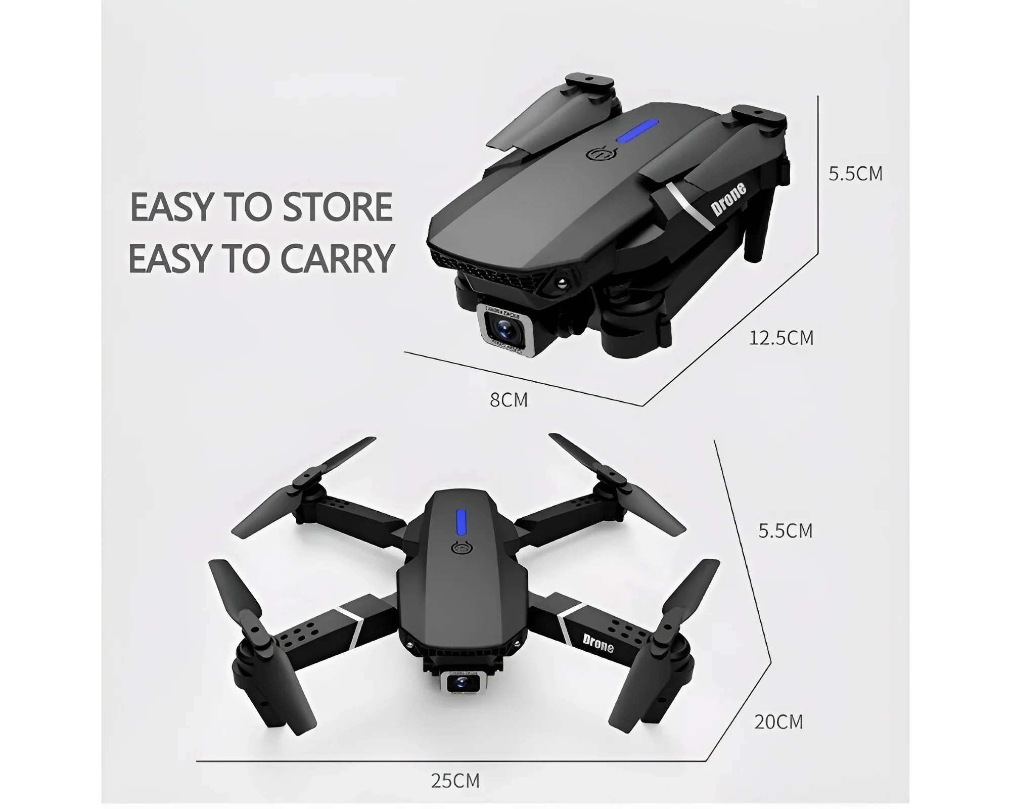 Drone with Camera - 4K HD Foldable Mini Quadcopter WiFi FPV RC Helicopter Black - Image 3