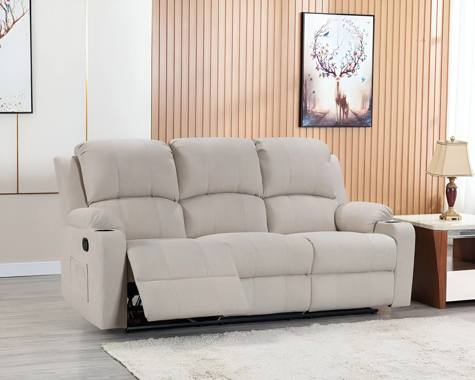 NovaCloud Fabric 3 Seater Recliner Sofa - Image 3