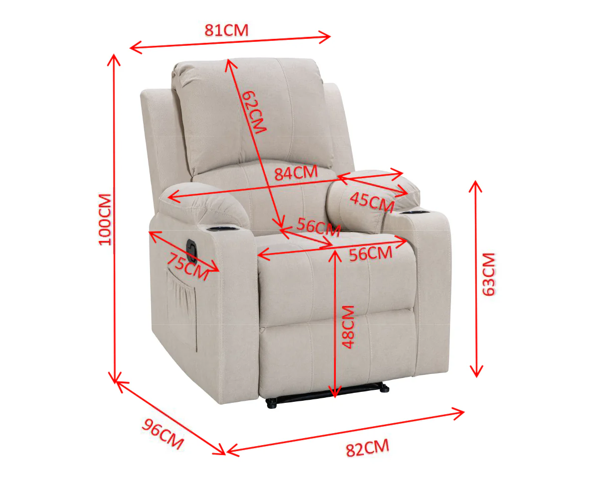 NovaCloud Fabric 1 Seater Recliner Sofa - Image 4