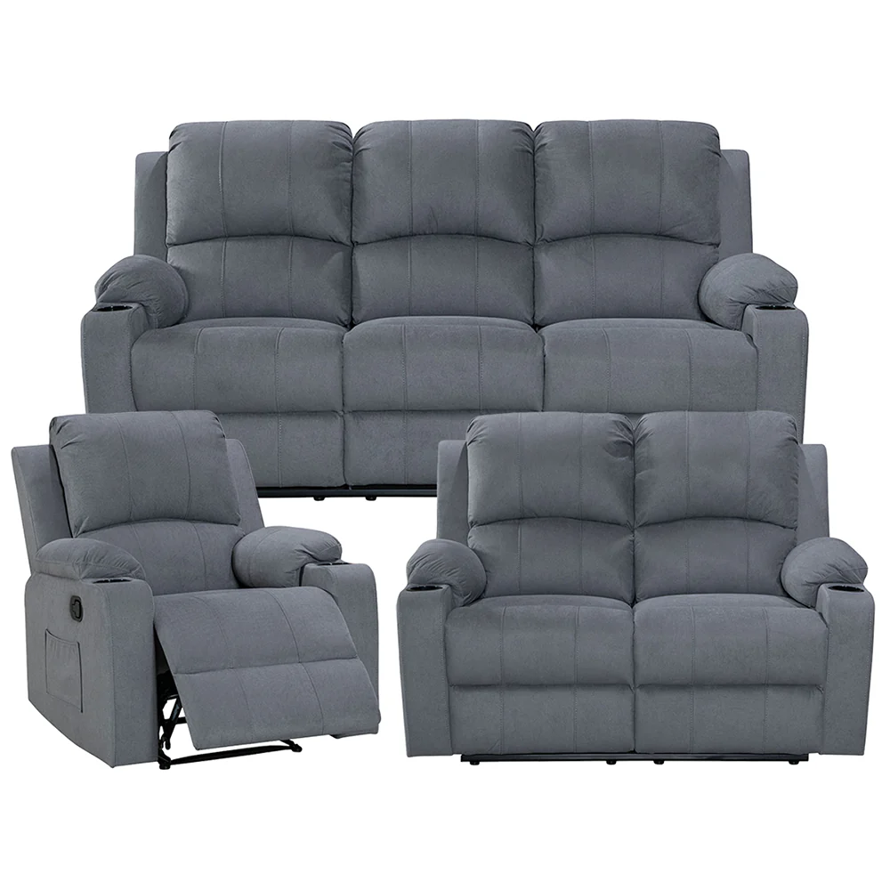 Recliner Sofa Set 3 Piece NovaCloud Chenille