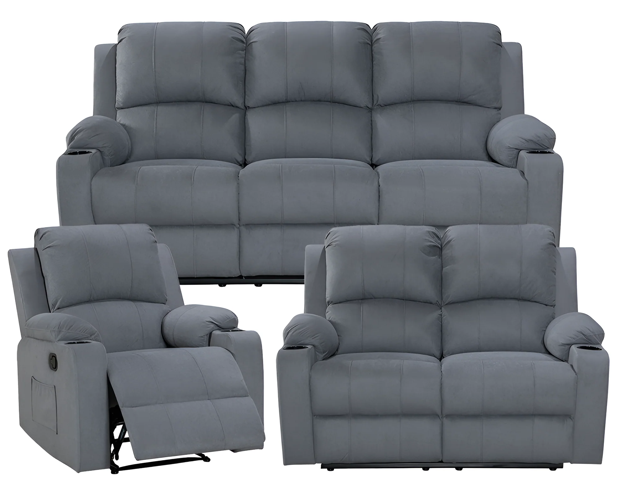 Recliner Sofa Set 3 Piece NovaCloud Chenille - Image 2