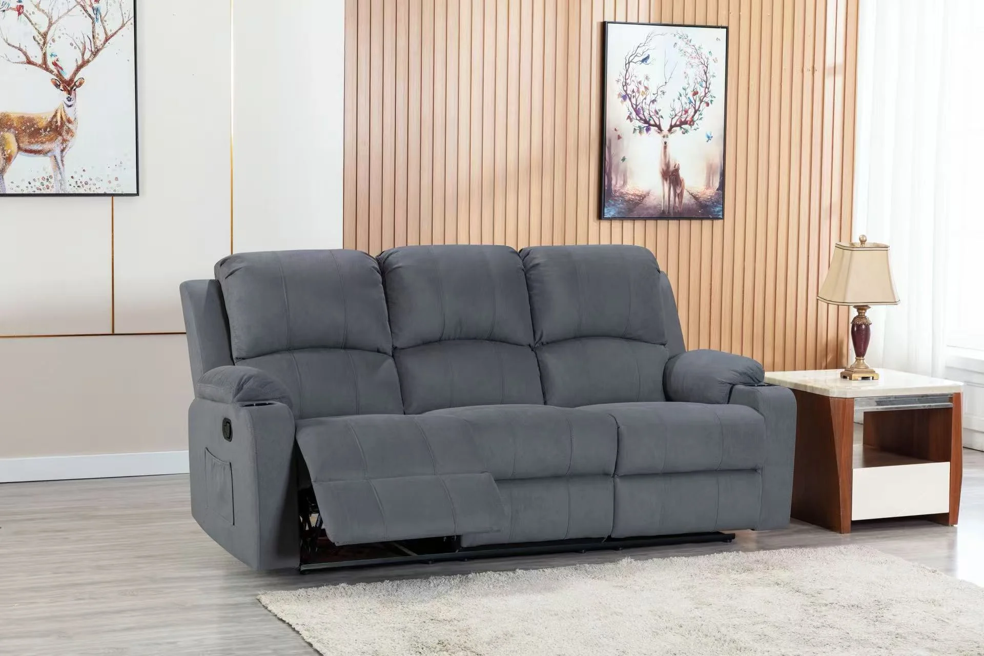 NovaCloud Fabric 3 Seater Recliner Sofa - Image 4