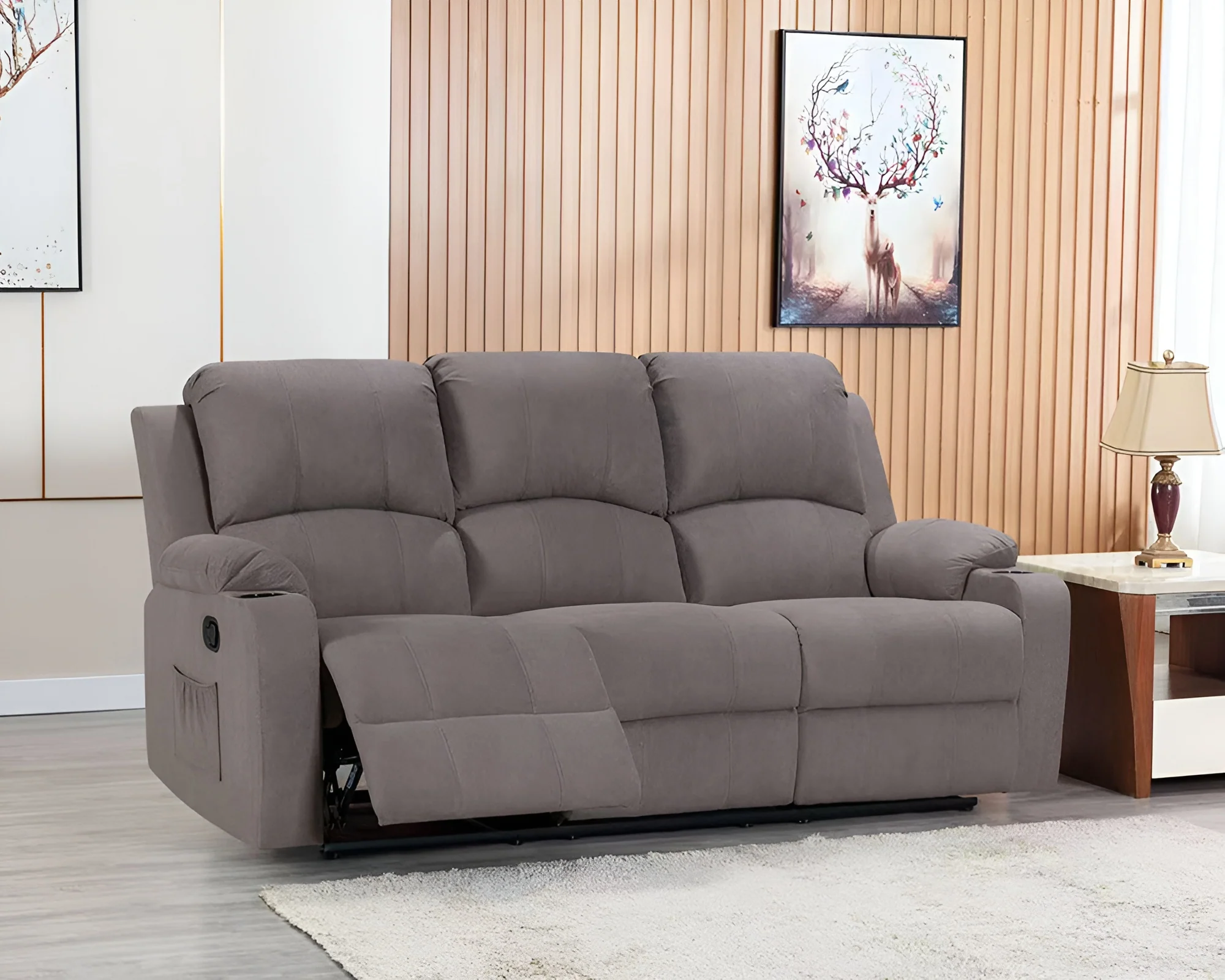 NovaCloud Fabric 3 Seater Recliner Sofa - Image 3