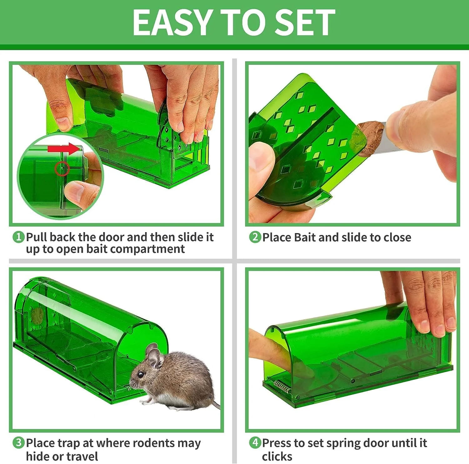 Rat Traps Catch and Release Indoor / Outdoor Mouse Traps Pack of 2 - Image 12