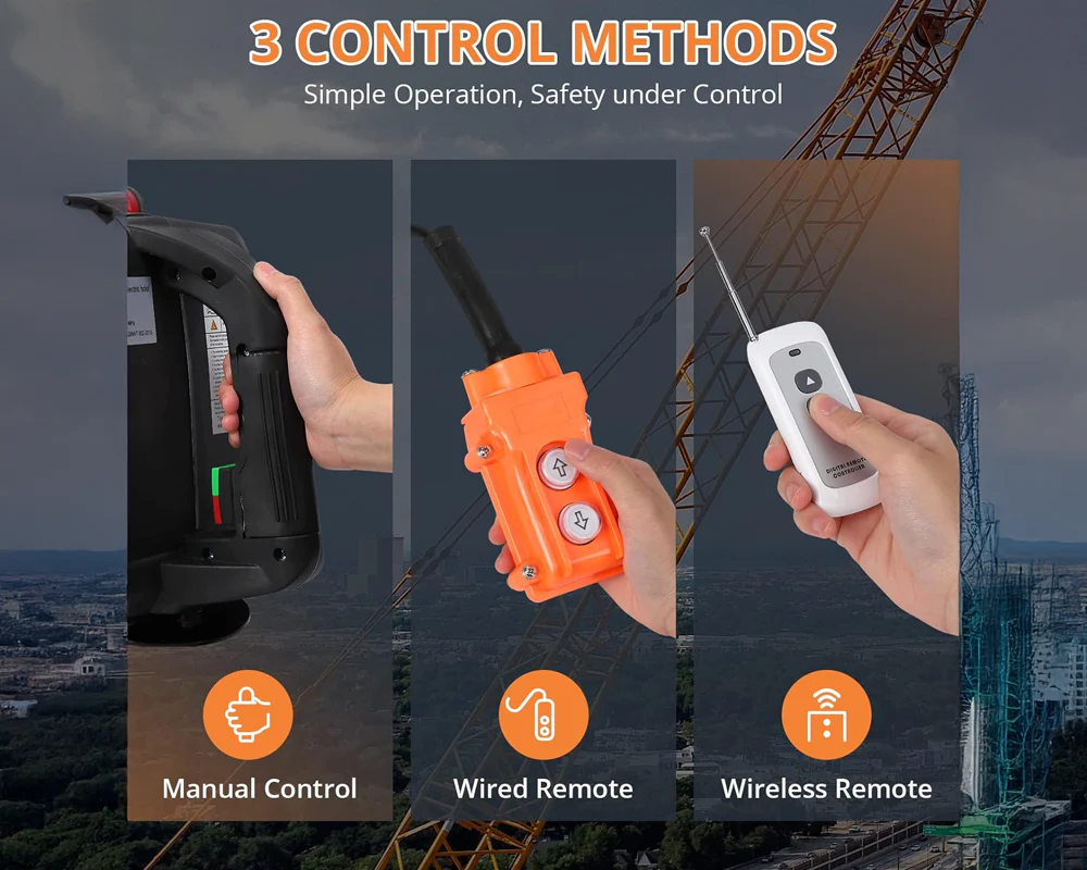 Electric Hoist Winch 500 kg 1500W Portable Lifting Tool with Remote - Image 3