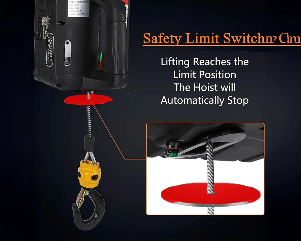 Electric Hoist Winch 500 kg 1500W Portable Lifting Tool with Remote - Image 4