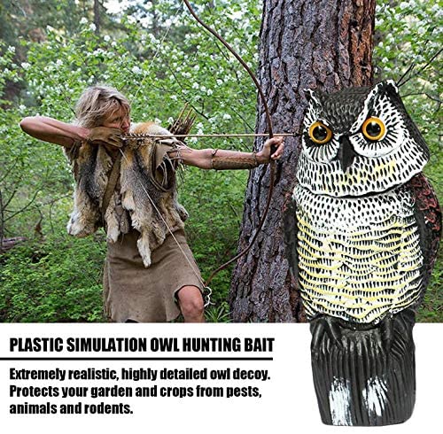 Owl Bird Scarer Bird Horned Owl With Rotating Head-Vertical Great Owl Garden Decor - Image 3