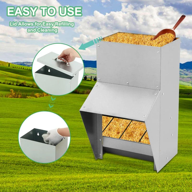 Galvanized Metal Poultry Chicken Feeder Outdoor Hanging Feeder - Image 4
