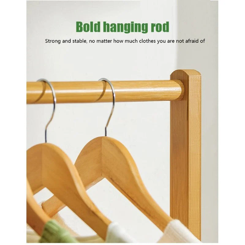 Cloth Rack Garment Rack Bamboo Clothes stand with Coat Rack - Image 3