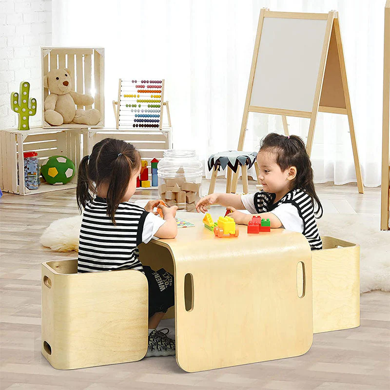 Kids Table and Chair Set – Wooden 3 Piece Kids Table and Chairs Set - Image 3