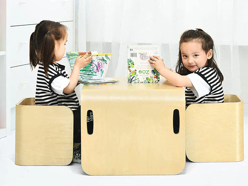 Kids Table and Chair Set – Wooden 3 Piece Kids Table and Chairs Set - Image 4