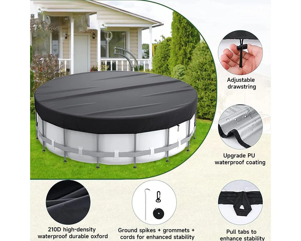 Foldable Round Sunscreen Dustproof Swimming Pool Cover - Image 4
