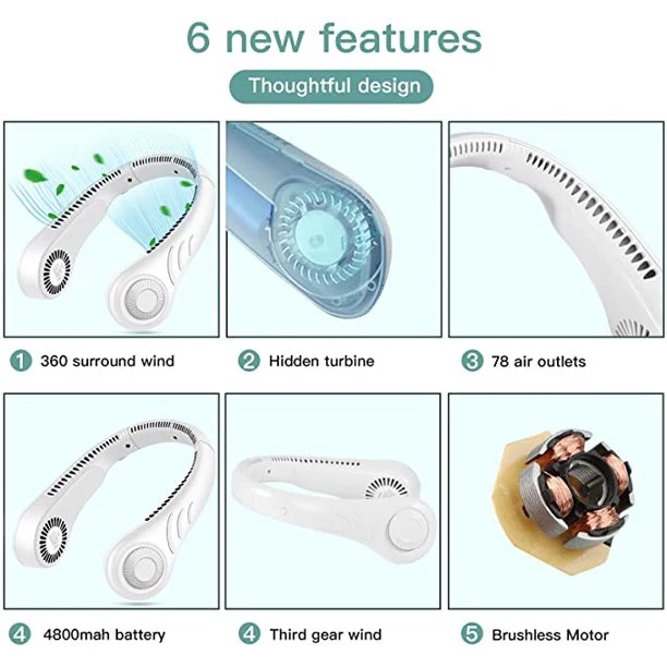 Hand Free Portable Neck Fan Bladeless Neck Fan USB Rechargeable Neck Fan - Image 5