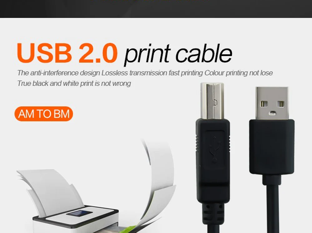 Printer Cable Usb 2.0 Printer Cable - A-Male To B-Male Cord - Image 2
