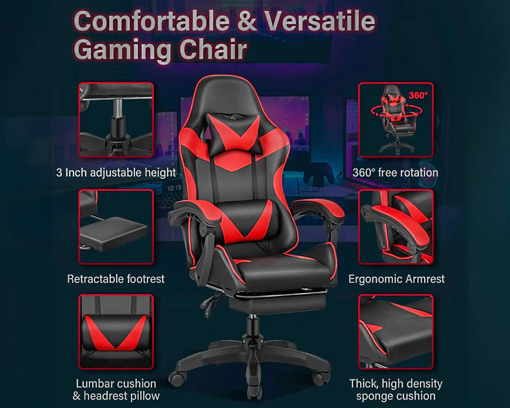 Ergonomic Gaming Chair with Footrest - Image 5