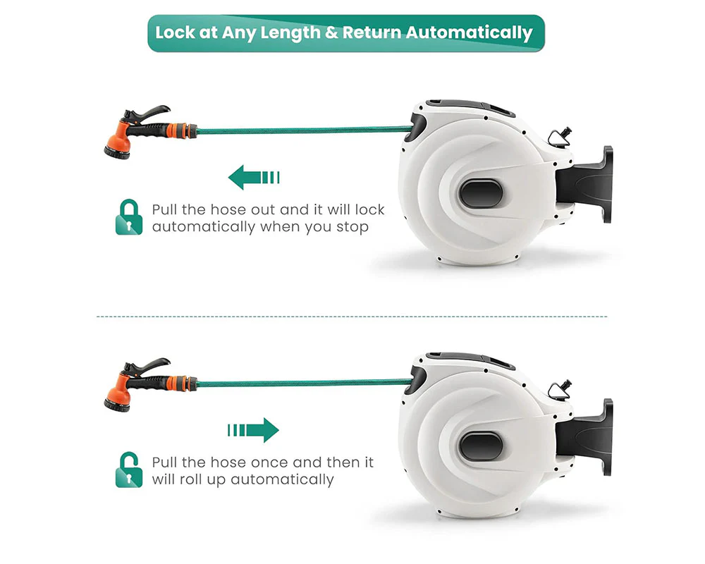 20M Retractable Garden Water Hose Reel - Image 4