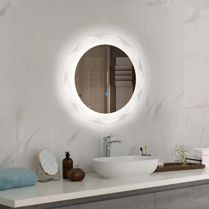 Round Bathroom Mirror with Touch Sensor Adjustable Lighting - Image 3