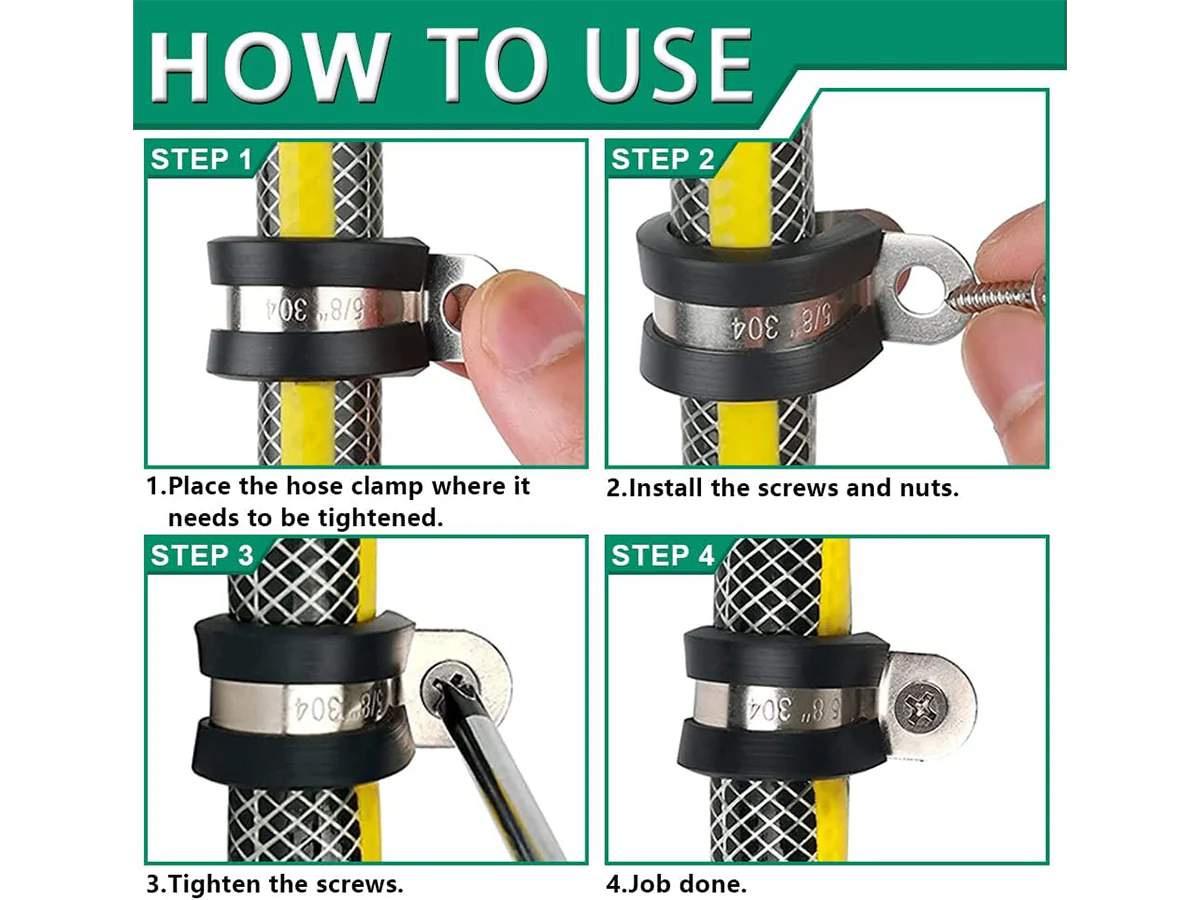 Rubber Hose Clamps 42PCS Stainless Steel P Clips Assortment Kit - Image 4