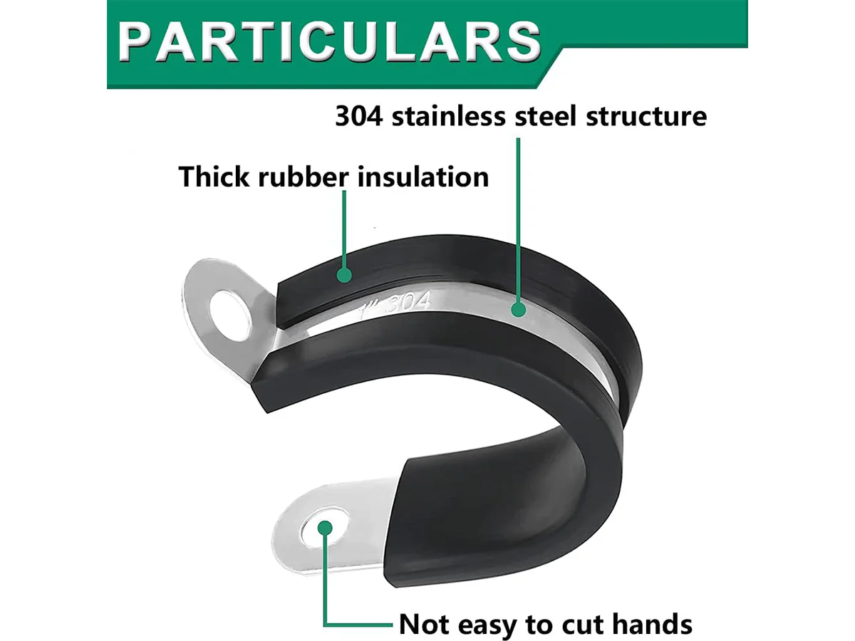Rubber Hose Clamps 42PCS Stainless Steel P Clips Assortment Kit - Image 6